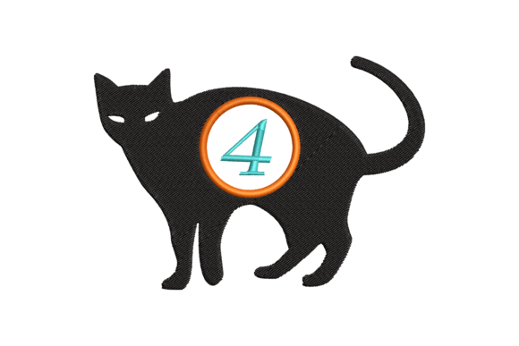 Black Cat Number 4: A Charming Embroidery Accent for Meaningful Gifts